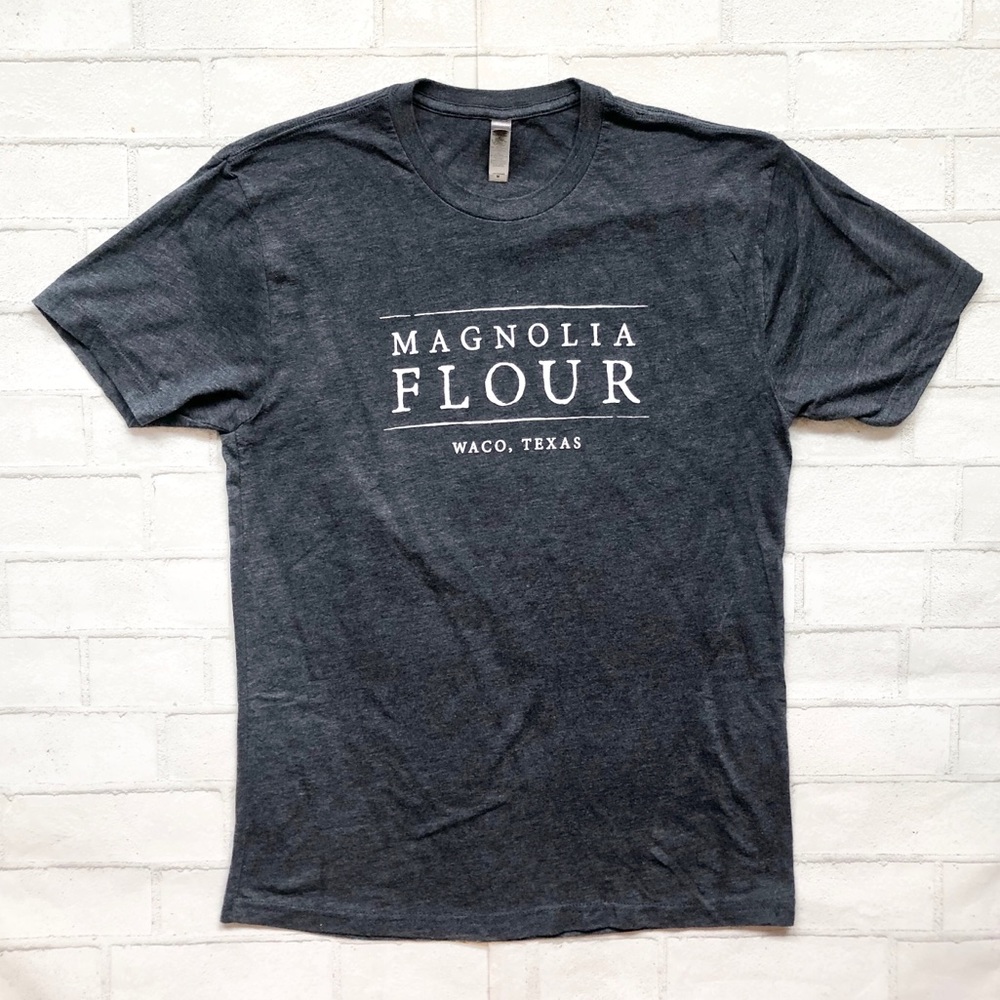 Magnolia Flour Waco Texas Gray and White next level TShirt medium